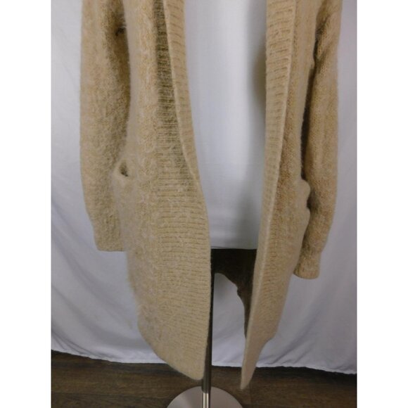 Woven Heart Small Beige Fuzzy Cardigan Open Front Cottagecore - Picture 3 of 11